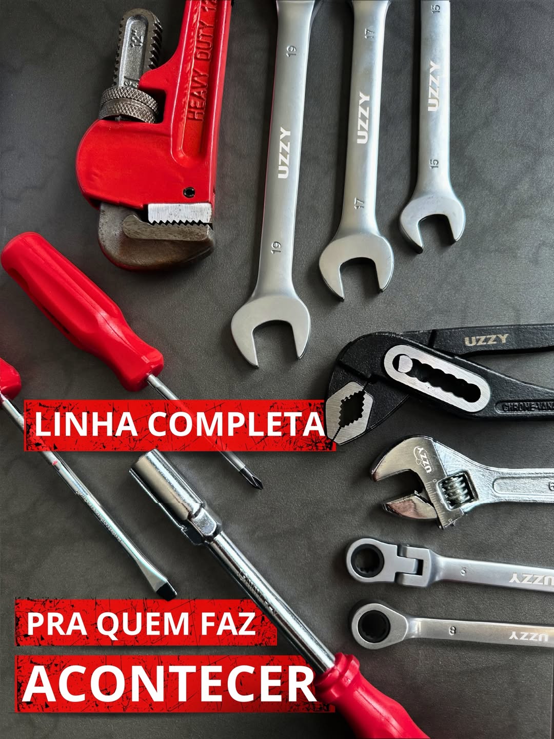 Linha completa de ferramentas Uzzy: chaves, alicates e chaves de fenda